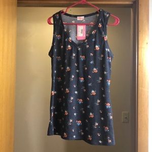 NWT Pulse boutique navy floral tank, L